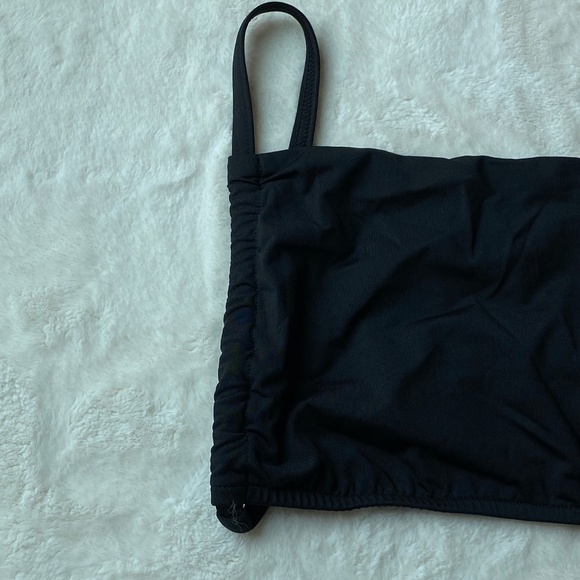 New! WeWoreWhat Ruched Bandeau Halter Bikini Top, black 19398 - Picture 6 of 10